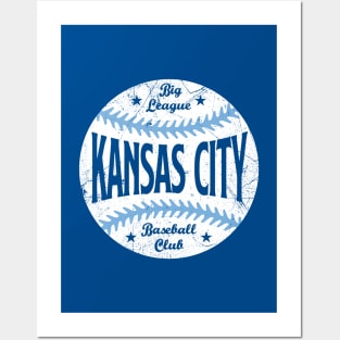 Kansas City Retro Big League Baseball - Blue Posters and Art